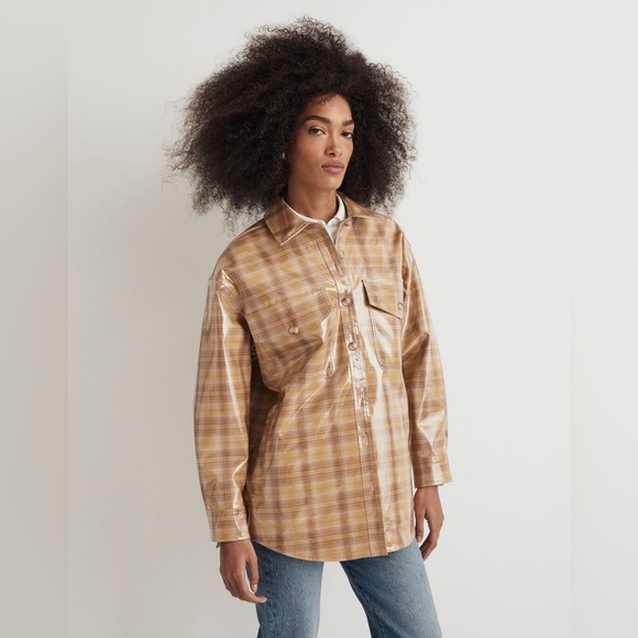 Madewell Laminated Superoversized Shirt-Jacket in Yarn-Dyed Plaid Size Small S - Picture 9 of 9